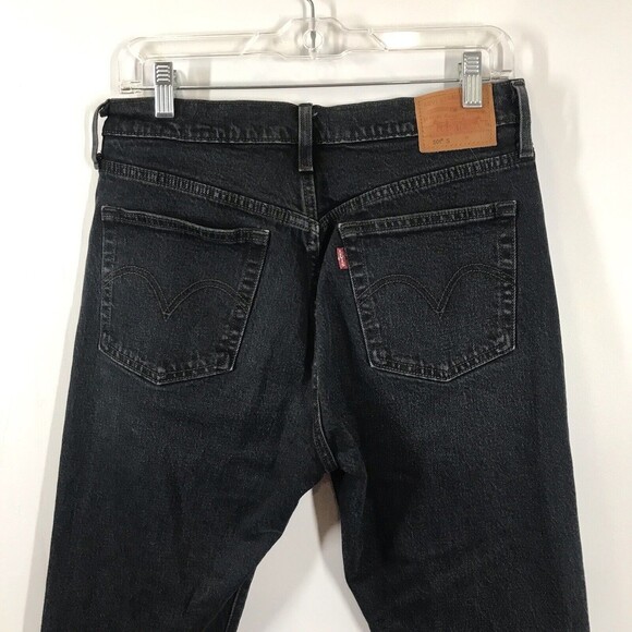 Levi's 501 Women's Black Distressed Jeans Size 28x28 Button Fly High Rise Denim - Picture 6 of 10